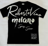 ROBERTO VINO Milano Writing Tee Black at Gravity NYC